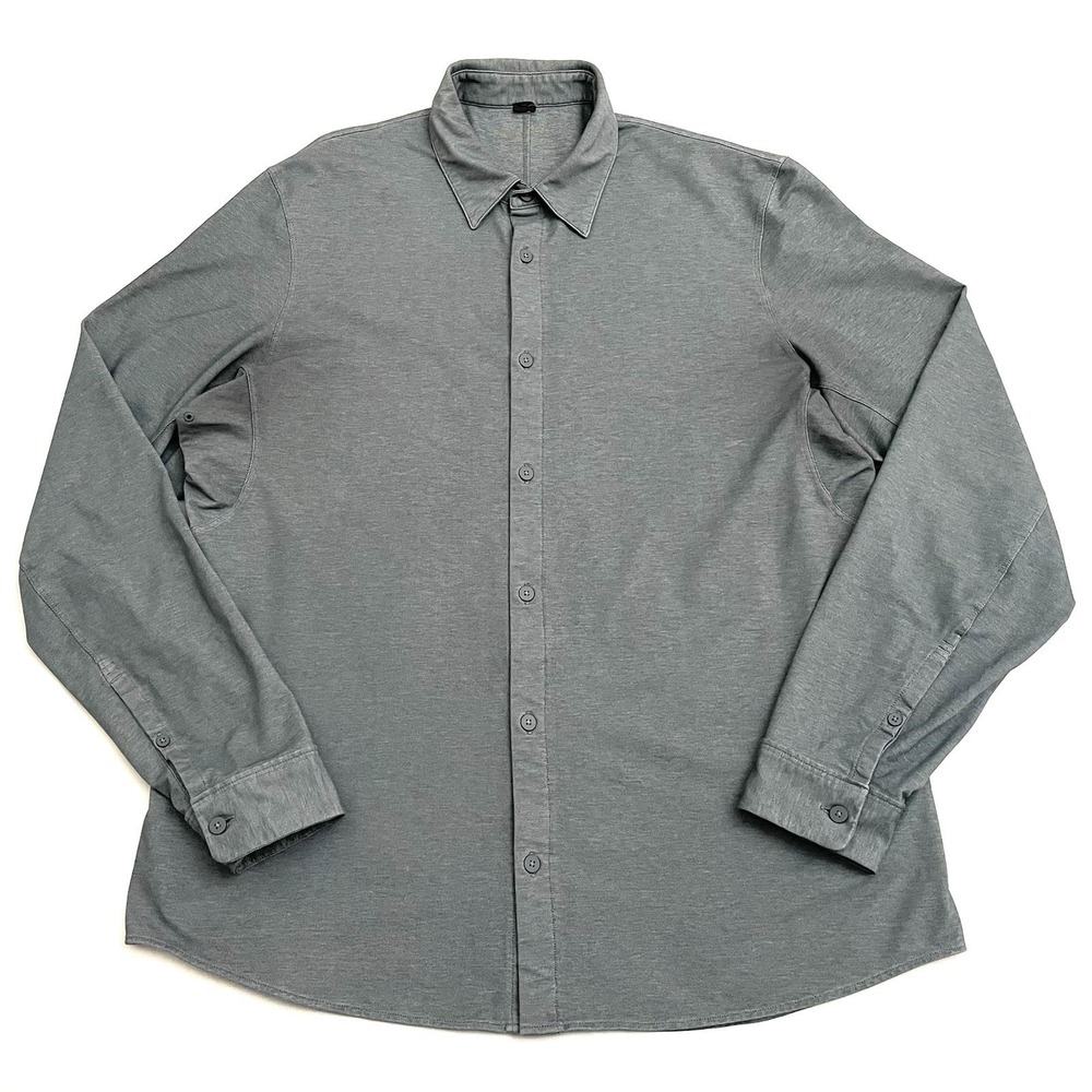 Lululemon Commission Shirt Mens Large Heather Gray Performance Stretch‎